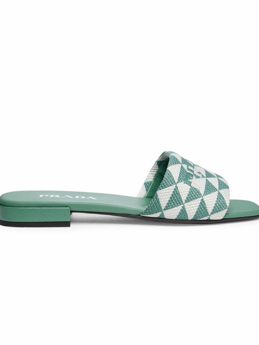 Prada Teal and White Geometric Slide Mules - Picture 1 of 7
